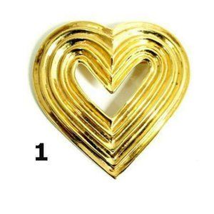 St John Knits Vintage Pin Brooch Heart 22KGP Logo Signed 1980's